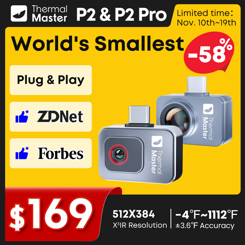 Infiray P2 Pro Macro Lens - P2//P2Pro サーマルイメージャー 15倍ズーム赤外線サーマルカメラ 携帯電話PCB HVACチェックおよび修理用ガジェット