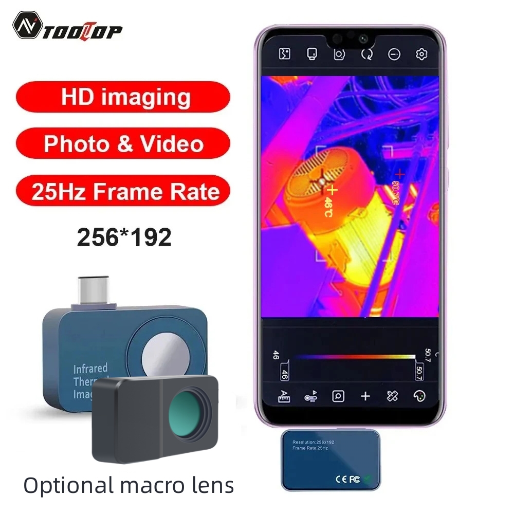 Infiray P2 Pro Macro Lens - TOOLTOP T7 256*192 Android Type-C サーマルイメージャー