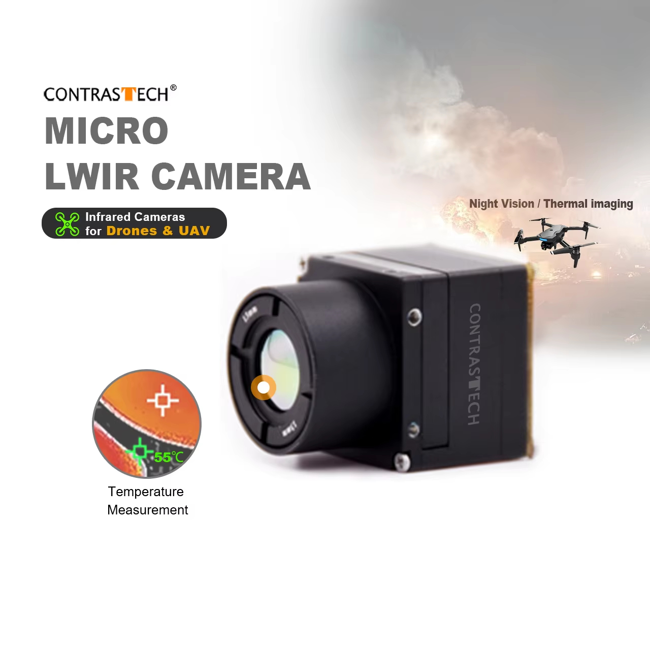 Thermal Module 640X512 Core - 640x512 LWIR シャッターレス放射計測熱画像コア 1-4倍ズーム 25Hz 赤外線カメラモジュール